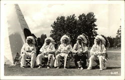 Five Indian Chiefs in Native Attire Postcard