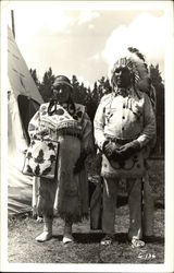 Native American Man and Woman in Traditional Dress Postcard