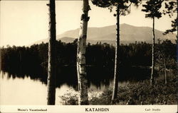 Trees, Lake and Mount Katahdin in Maine Postcard