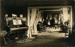 Interior of a House with Piano and Rocking Chair Postcard