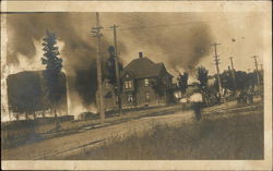 Farm on Fire with People Trying to Help Postcard