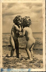 Two naked children kissing Risque & Nude Postcard Postcard Postcard