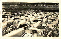 Assembly Lines of AT-10 Trainers, Beechraft Factory Postcard