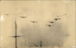 Biplanes Flying in Formation Aircraft Postcard Postcard Postcard