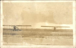 Two Biplanes on Runway Postcard