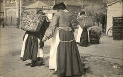 Women Carrying Large Baskets on Their Back Postcard