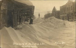 Blizzard of 1912, Feb. 25th - Main St. Kinsley, KS Postcard Postcard Postcard