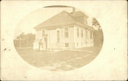 Women and Children in front of a House in NH Postcard