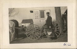 Horse-Drawn Postman Delivery Wagon Postcard