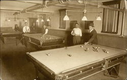 Men in Billiard Room, Pool Hall Postcard