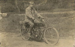 Man on Curtis Motorcycle Pennsylvania 17301 Plate Postcard