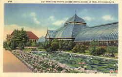 Lily Pond And Phipps Conservatory, Schenley Park Pittsburgh, PA Postcard Postcard