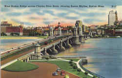 West Boston Bridge Across Charles River Basin Massachusetts Postcard Postcard