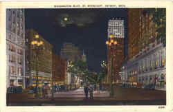 Washington Blvd. By Moonlight Detroit, MI Postcard Postcard