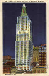 Kansas City Power And Light Co. Building By Night Postcard