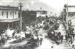 Ore Wagons On Miner Street Idaho Springs, CO Postcard Postcard