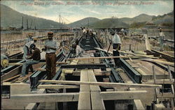 Laying Track for Electric Motors, Center Wall, Pedro Miguel Locks Panama Postcard Postcard