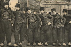 VColendam - A Line of Duytch Men In Wooden Shoes Netherlands Benelux Countries Postcard Postcard