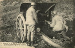 2ed Bataille de la Marne 1918- Dans la Canon allemand de 105 capturé et retourné immediatement contr France Postcard Postcard