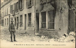 2nd Bataille de la Marne 1918 - Neully-s Front - Maisons incendiees. Postcard