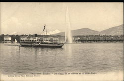 Jet d'eau de 90 metres et le Mont-Blanc Genève (Geneva), Switzerland Postcard Postcard