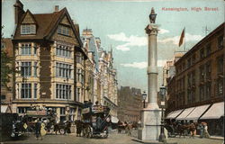 Horse And Coach Traffic On High Street, Kensington London, United Kingdom Postcard Postcard