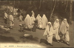 Mauresques Se Rendant Au Cimetière Algeria Africa Postcard Postcard