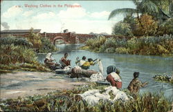 Washing Clothes in the Philippines Postcard