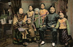 A Chinese Merchant and his Family, Chinatown Postcard