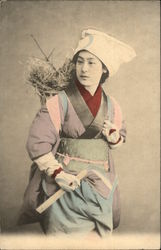 Peasant Worker - Hand Colored Japan Asian Postcard Postcard