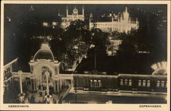 View of City at Night Copenhagen, Denmark Postcard Postcard