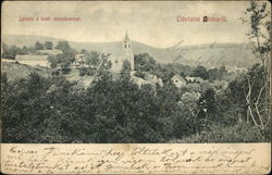 Látkép a kath templommat.. Üdvozlet Dédesröl Hungary Postcard Postcard