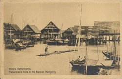 Straits Settlements and Fishermen Huts in Malayan Kampong Malasia, French Indochina Southeast Asia Postcard Postcard