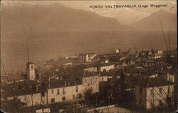 View of Town and Lake Maggiore Porto Valtravaglia, Italy Postcard Postcard