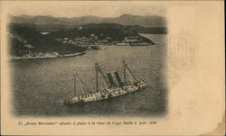 El "Reina Meredes" echado á pique á la vista Cayo Smith 4 Julio 1898 Postcard