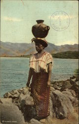 Indian Carrying Water on Head Postcard