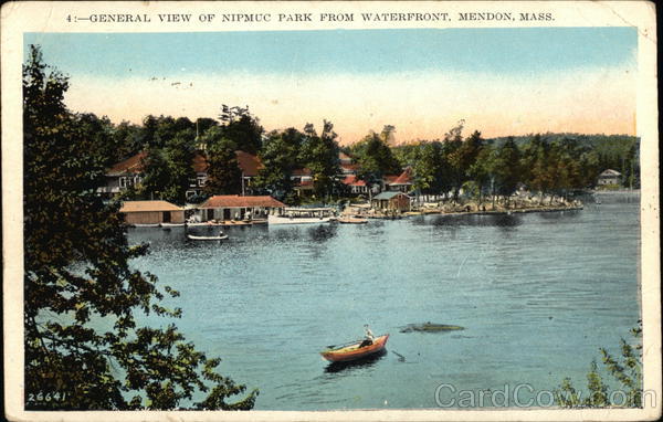 Nipmuc Park from Waterfront Mendon, MA Postcard