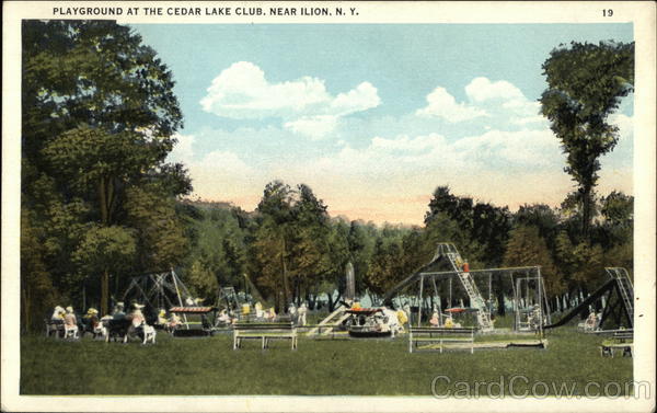 Playground at the Cedar Lake Club Ilion, NY Postcard