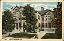 Street View of Lincoln School Postcard