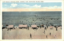 Cliff Beach - Bathing Scene Nantucket, MA Postcard Postcard Postcard