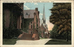 College Row from Judd Hall, Wesleyan University Postcard