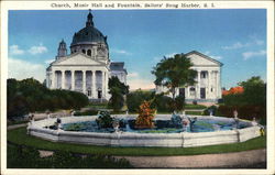 Church, Music Hall and Fountain, Sailors' Snug Harbor Staten Island, NY Postcard Postcard Postcard