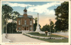 Soldiers Monument and Court House Bath, ME Postcard Postcard Postcard