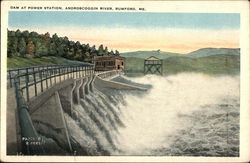 Dam at Power Station, Androscoggin River Rumford, ME Postcard Postcard Postcard