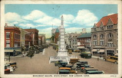 Monument Square, State Street New London, CT Postcard Postcard Postcard