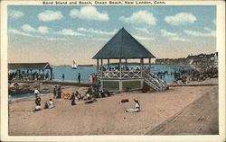 Band Stand and Beach, Ocean Beach New London, CT Postcard Postcard Postcard