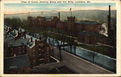 View of Canal, showing Bates and Hill Mills Lewiston, ME Postcard Postcard Postcard