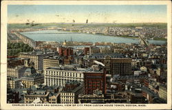 Charles River Basin and General View of City from Custom House Tower Postcard