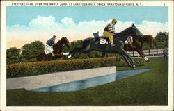 Steeplechase, Over the Water Jump, Saratoga Race Track Postcard