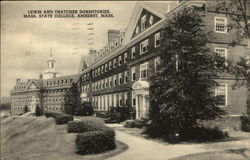 Lewis and Thatcher Dormitories, Mass State College Amherst, MA Postcard Postcard Postcard